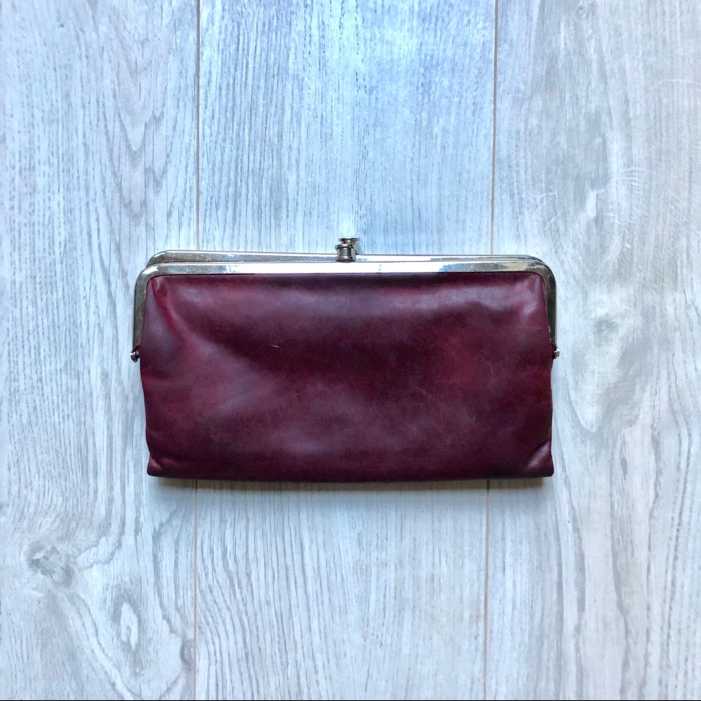 Lauren Leather Eggplant Double Frame Clutch